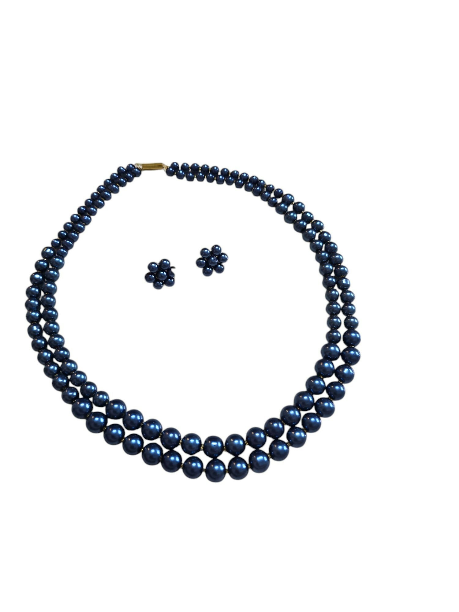 Inhanns Everyday Workwear Pearl Set (Double Layered Pearls) - Blue - Distacart