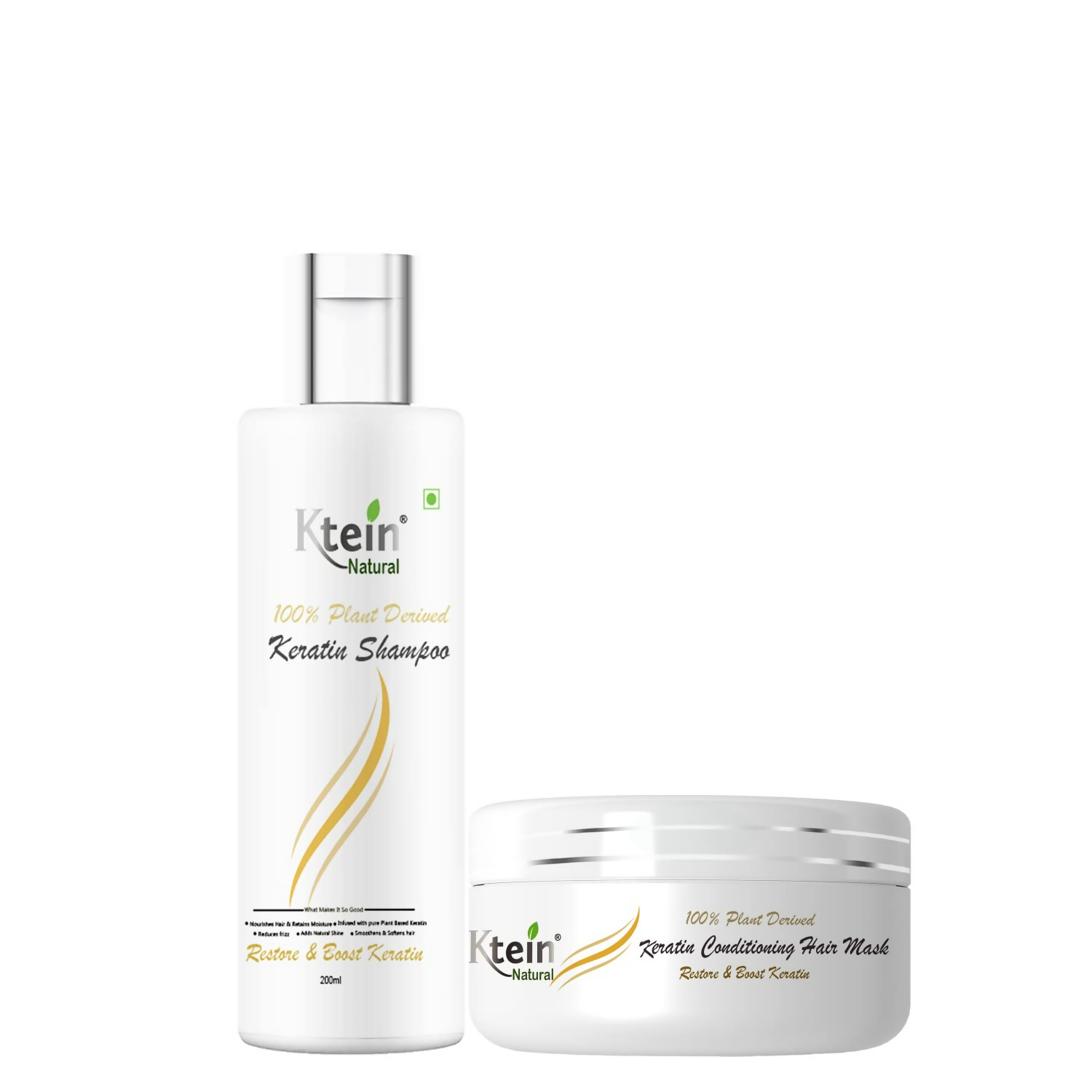 Ktein Natural 100% Plant Derived Keratin Shampoo & Conditioner Combo - Distacart