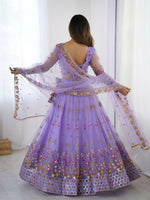 Thumbnail for Joban Fashion Purple Lehenga Net Coding Dori with Sequence with Rivet Moti