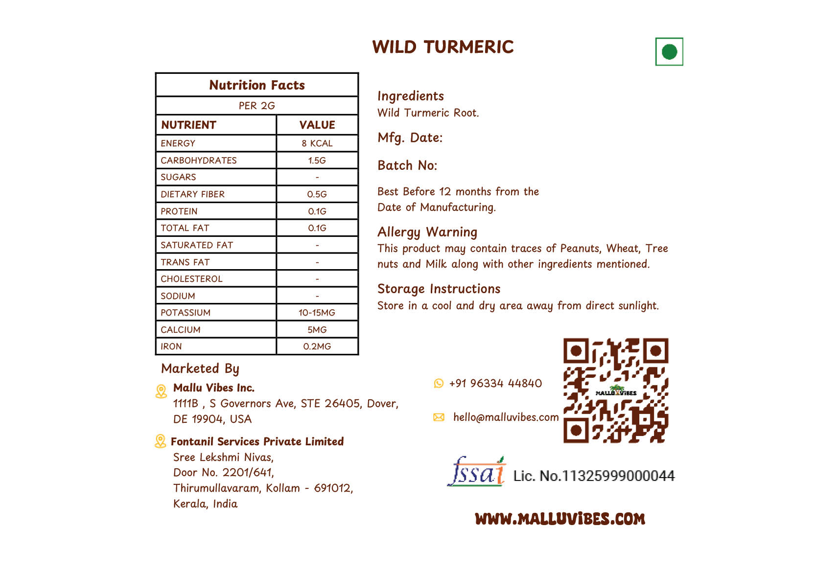 Mallu Vibes Wild Turmeric