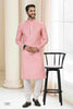Raivat Ethnic Cotton Thread Work Kurta Pajama In Orange Colour - Dista