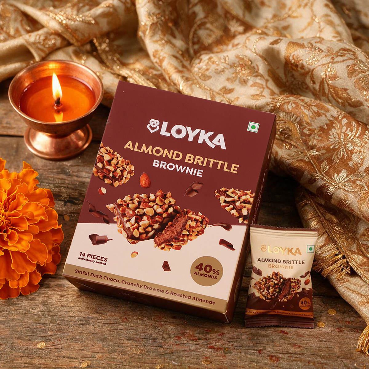 Loyka Almond Brittle Brownie 14 Pcs Box