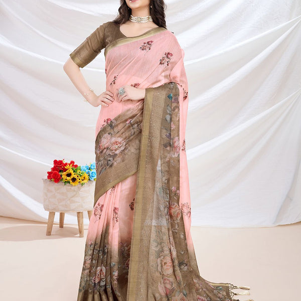 Mitera Floral Aari Work Saree With Blouse Piece - Distacart