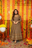 Aayaa Designer Embroidery Zari Sequins Work Faux Blooming Georgette Suit - Brown - Distacart