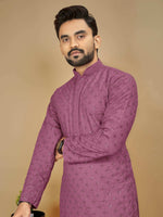 Thumbnail for Anaita Purple Embroidered Rayon Straight Kurta - Distacart
