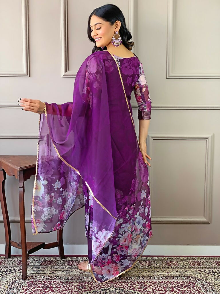Partywear Designer Tebby Wine Stitched Suit With Dupatta - Tanisha - Distacart