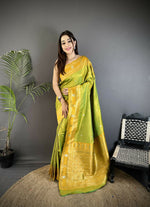 Thumbnail for Joban Fashion Light Green Banarasi Soft Silk Woven Saree