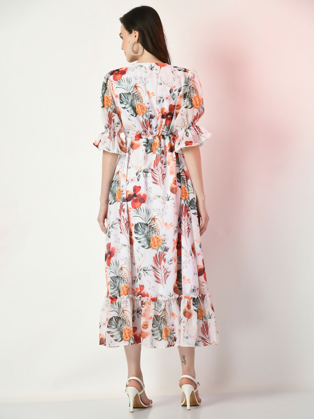 Myshka Women's White Printed Dress - Distacart