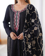 Thumbnail for Joban Fashion Black Kurta set with Pant Chinon silk Thread with Sequins work