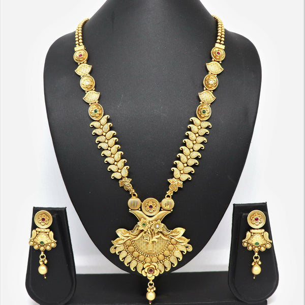 Joban Fashion Mango Design Gold Pure Brass With Rajwadi Polish Necklace Set