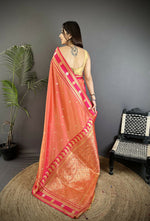 Thumbnail for Joban Fashion Peach Banarasi Soft Silk Woven Saree