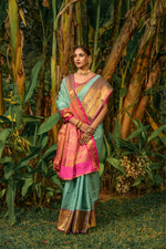 Thumbnail for Jyoti Fashion Women's Sky Blue Kanjivaram Silk Zari Woven Saree with Blouse - Distacart