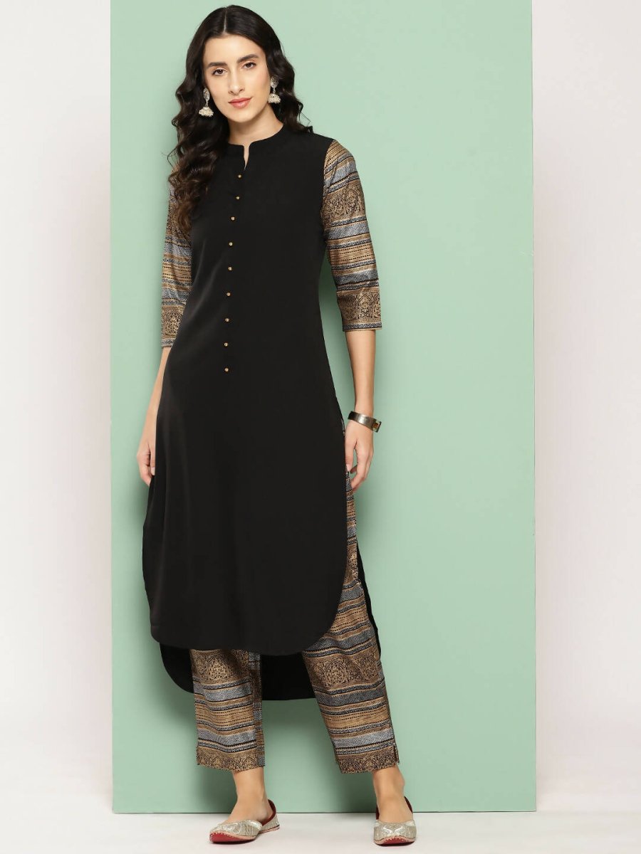 Ahalyaa Womens Kurta Set - Black - Distacart