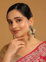 Thumbnail for Nuyug 22K Gold Plated Turquoise Stone Studded Contemporary Mini Jhumki Dangler Earrings