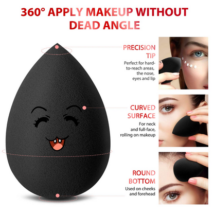Bronson Professional Black Tear Drop Super Soft Microfiber Beauty Blender Sponge, Applicator, Puffs - Dista