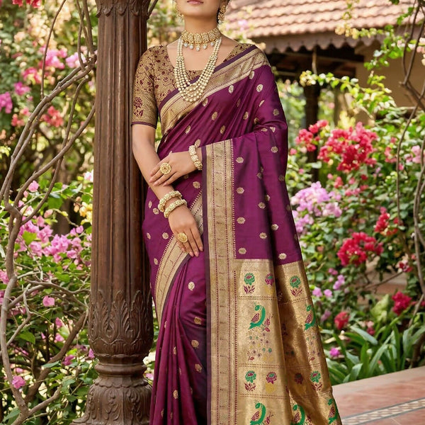 Shree Shyam Fashion Wine Soft Silk Saree - Dista