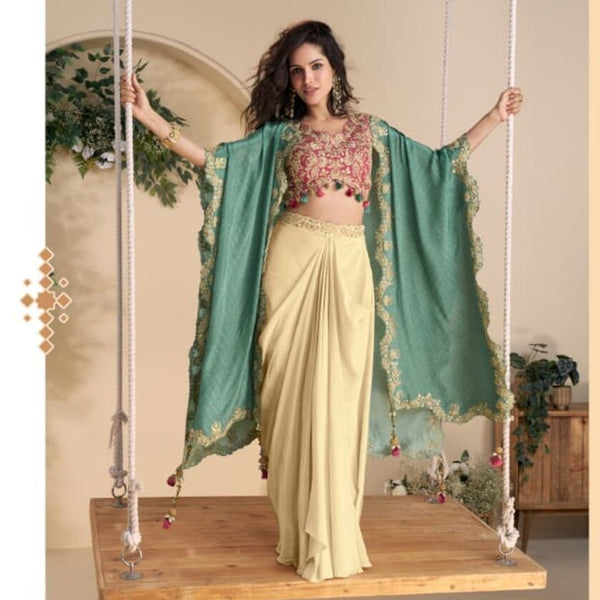 Aarshi Fashions Red Silk Indowestern