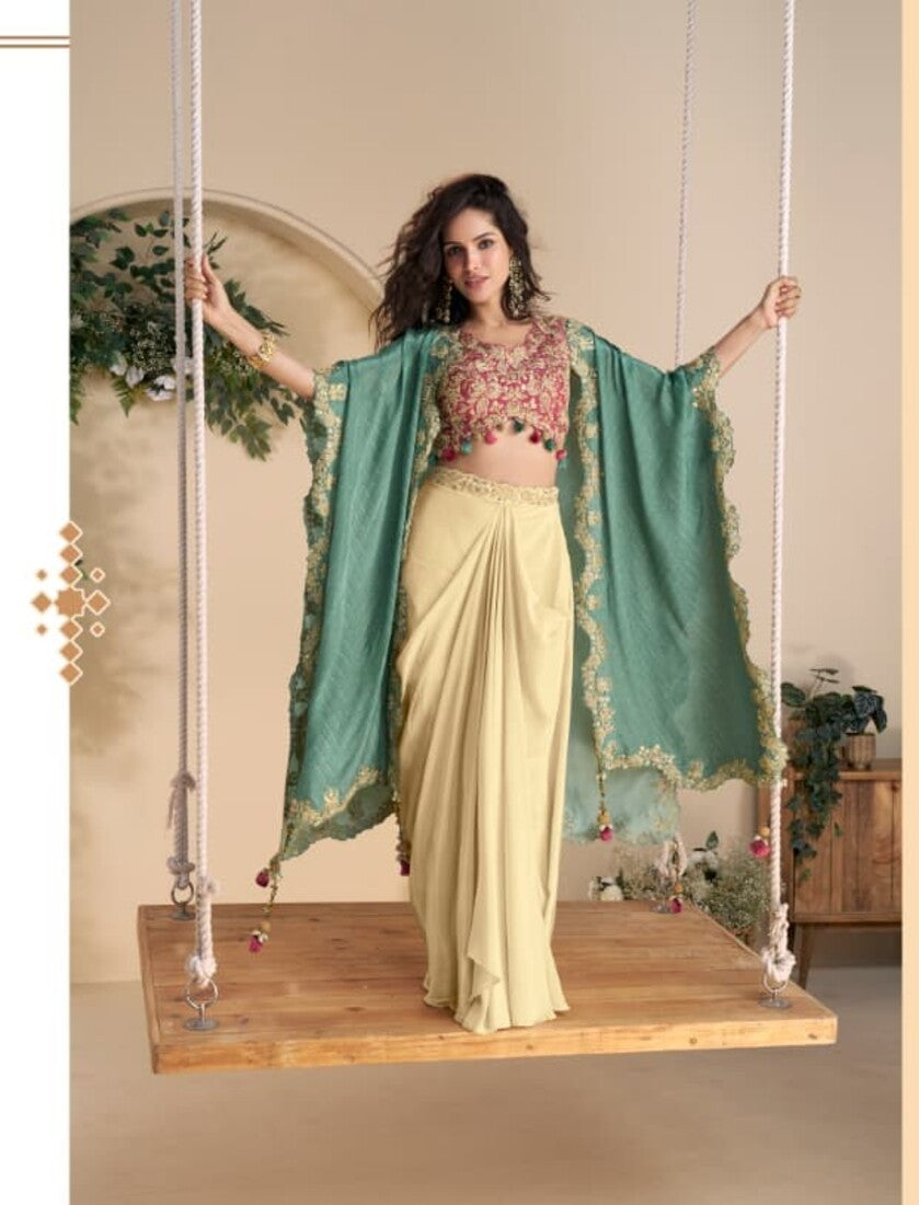 Aarshi Fashions Red Silk Indowestern - Distacart