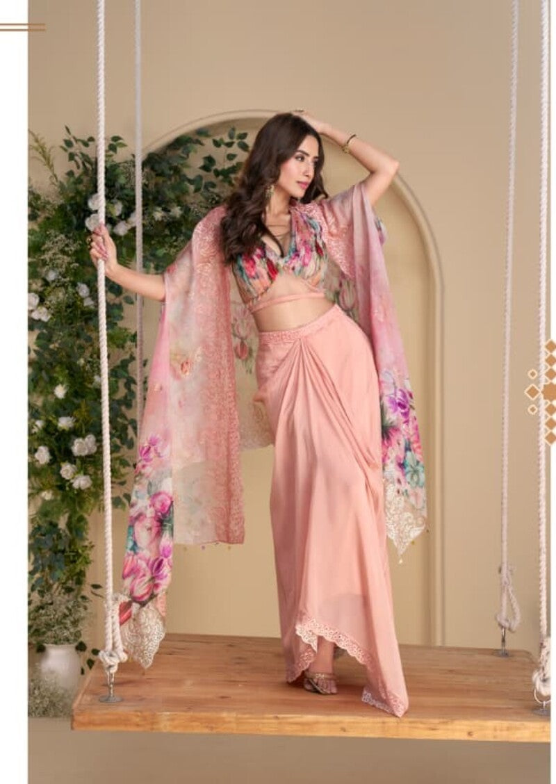 Aarshi Fashions Pink Silk Indowestern
