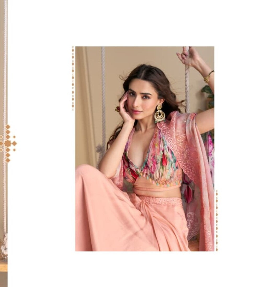 Aarshi Fashions Pink Silk Indowestern