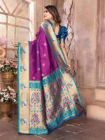 Thumbnail for Joban Fashion Paithani Purple Woven Soft Silk Saree