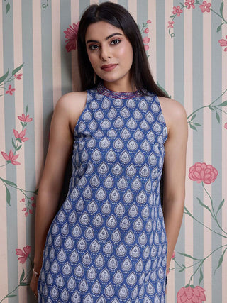 Ode by House of Pataudi Ethnic Motifs Printed Straight Pure Cotton Kurta with Palazzos - Distacart