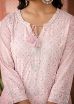 Thumbnail for Kaajh Women's Pastel Pink Printed Kurta Pant Set - Distacart