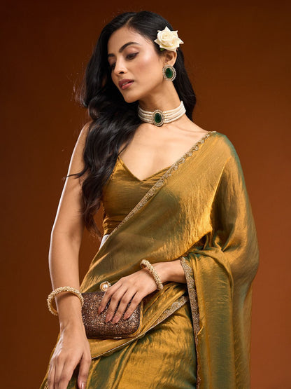 kasee Solid Beads and Stones Saree - Distacart