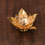Thumbnail for CraftVatika Brass Crystal Lotus Shape Diya Deepak With Gift Box