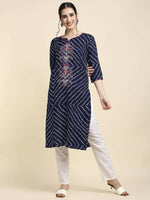 Thumbnail for Anubhutee Women's Rayon Regular Straight Navy Blue Kurta - Distacart