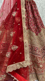 Thumbnail for Jyoti Fashion Women's Red Velvet Fancy Dori & Sequins Multi Thread Embroidered with Diamond Work Wedding Lehenga Choli - Distacart