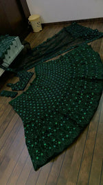 Thumbnail for Jyoti Fashion Women's Dark Green Net Sequins with Dori & Thread Embroidered Designer Lehenga Choli Set - Distacart