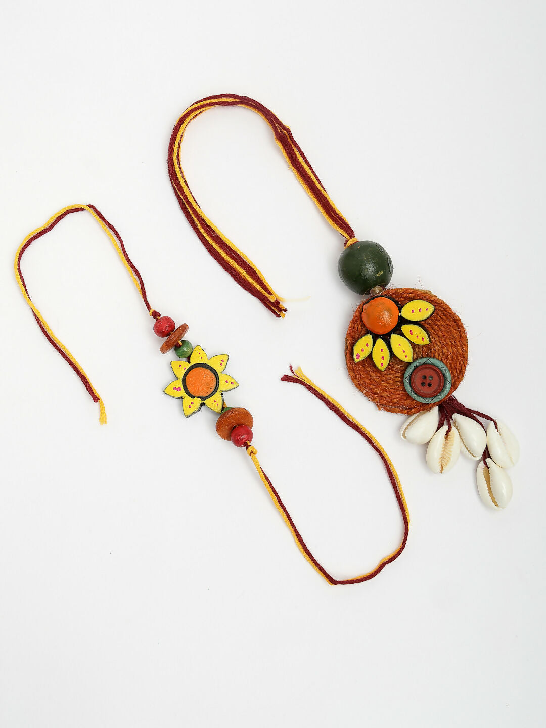 NVR Women & Men Set of 2 Multicolor Sea Shell Handcrafted Bhaiya Bhabhi Rakhi With Roli Chawal - Distacart