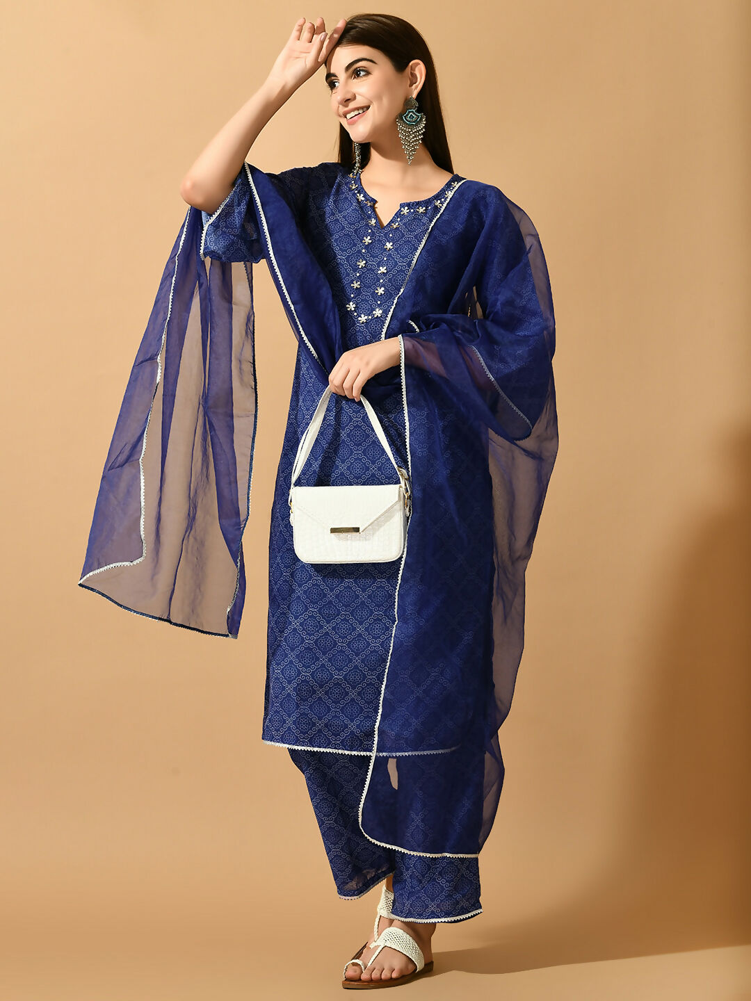 Myshka Women's Blue Embroidered Party Kurta Sets - Distacart