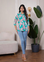 Thumbnail for Juniper Lamora Turquoise Floral Button-Down Shirt - Distacart