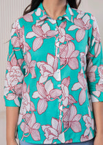 Thumbnail for Juniper Lamora Turquoise Floral Button-Down Shirt - Distacart