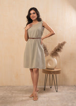 Thumbnail for Juniper Lamora Beige Sleeveless A-Line Belted Dress - Distacart