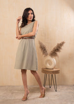 Thumbnail for Juniper Lamora Beige Sleeveless A-Line Belted Dress - Distacart