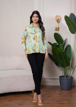 Thumbnail for Juniper Lamora Mint Green Floral Print Long Sleeve Button-Down Shirt - Distacart