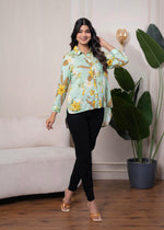Thumbnail for Juniper Lamora Mint Green Floral Print Long Sleeve Button-Down Shirt - Distacart
