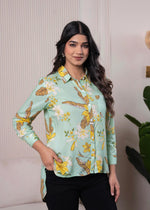 Thumbnail for Juniper Lamora Mint Green Floral Print Long Sleeve Button-Down Shirt - Distacart