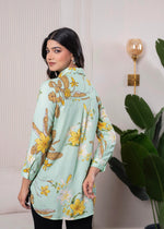 Thumbnail for Juniper Lamora Mint Green Floral Print Long Sleeve Button-Down Shirt - Distacart