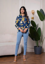 Thumbnail for Juniper Lamora Navy Blue Floral Print Long Sleeve Button-Down Shirt - Distacart