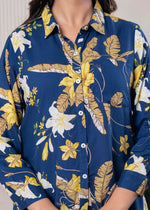 Thumbnail for Juniper Lamora Navy Blue Floral Print Long Sleeve Button-Down Shirt - Distacart