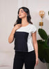 Juniper Lamora Off-White & Black Colorblock Casual Top - Distacart
