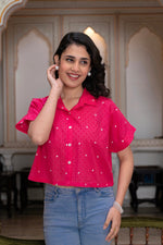 Thumbnail for Juniper Lamora Pink Heart Sprinkles Boxy Shirt Top - Distacart