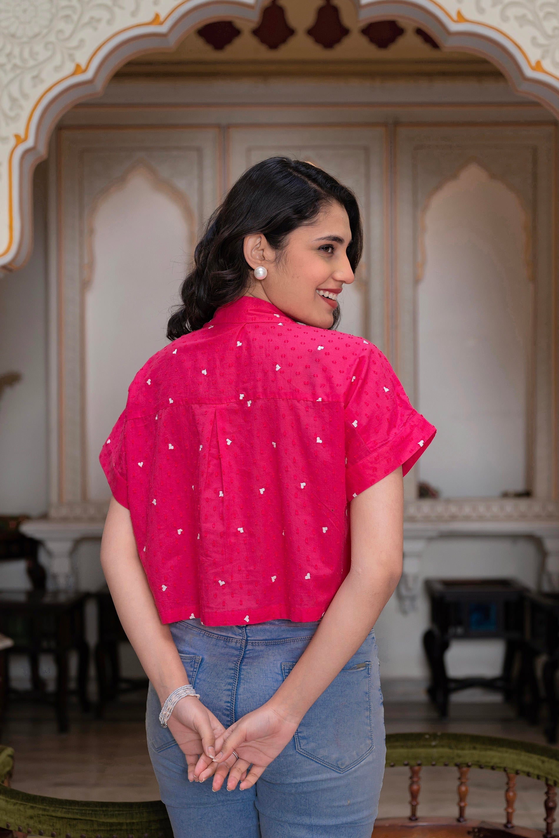 Juniper Lamora Pink Heart Sprinkles Boxy Shirt Top - Distacart