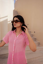 Thumbnail for Juniper Lamora Vertical Striped Short-Sleeve Shirt - Distacart