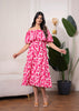 Juniper Lamora Pink & White Off-Shoulder Ruffle Midi Dress - Distacart