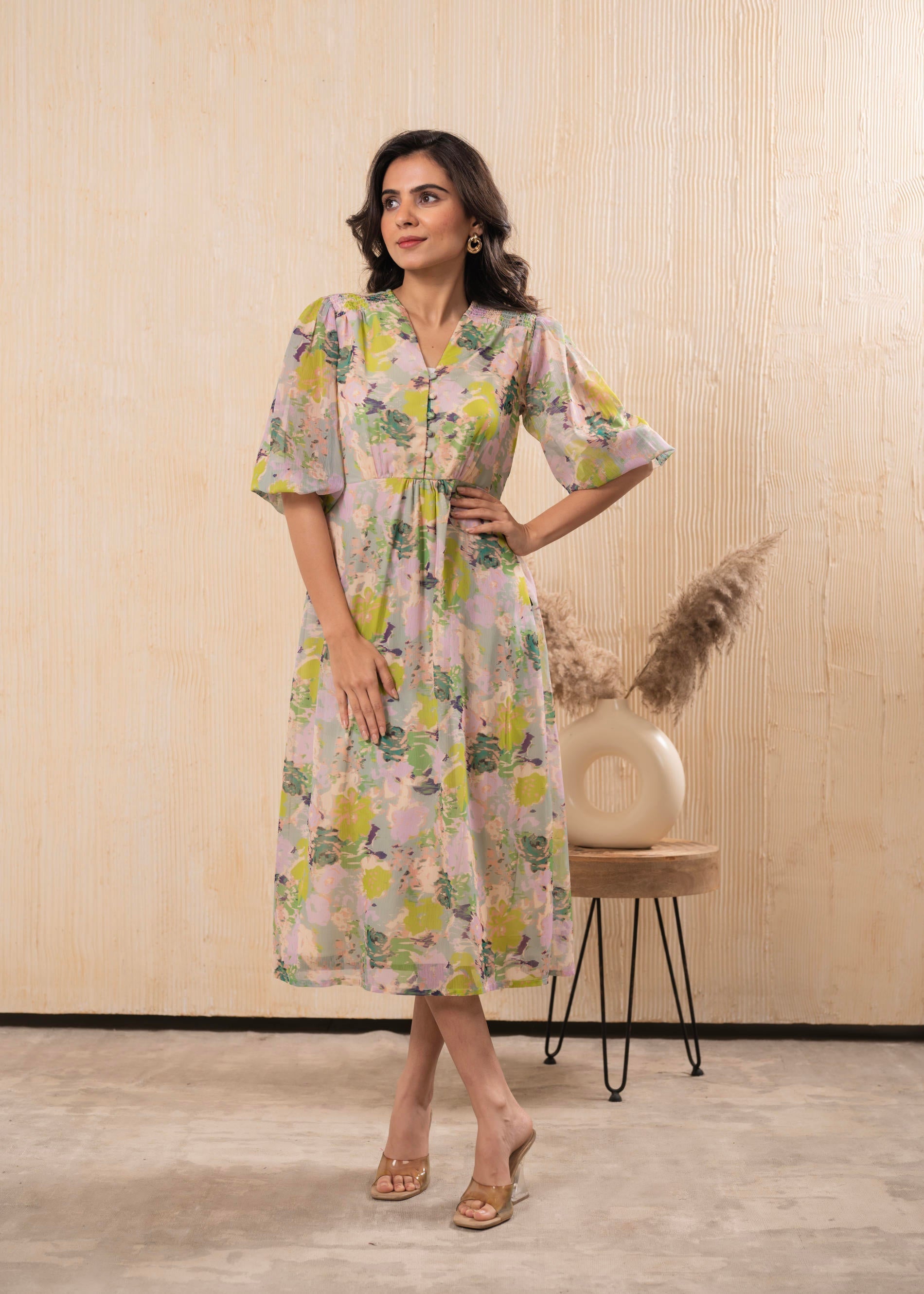 Juniper Lamora Pastel Floral A-Line Midi Dress - Distacart